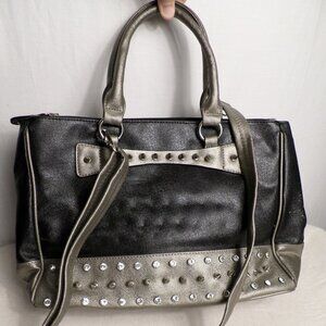 Rivet & Rhinestone Black & Grey Crosssbody/Handbag Purse